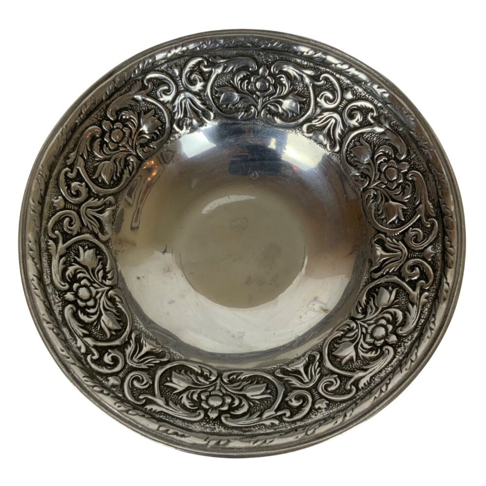 Wilton Armetale William & Mary 12 inch Pewter Salad Serving Bowl Floral Design